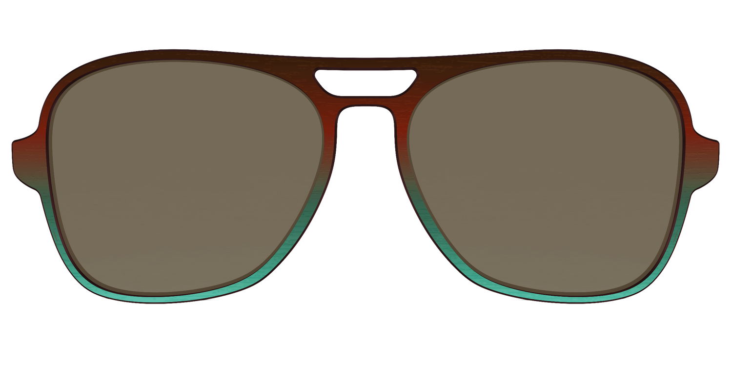 The Polarized Mahogany to Juniper Woodgrain Sun Top - Front Top Image - Pair Eyewear