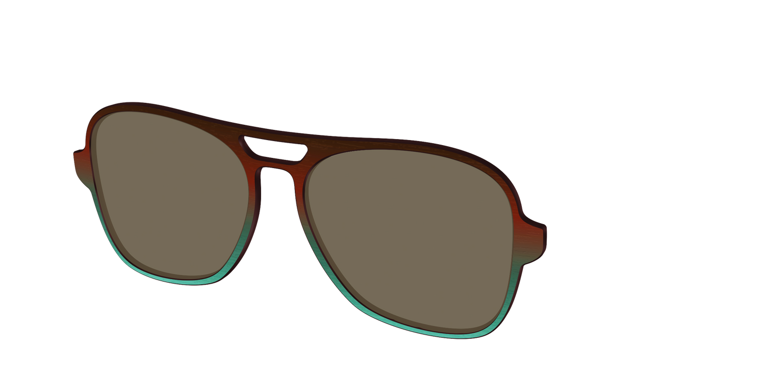 The Polarized Mahogany to Juniper Woodgrain Sun Top - Angle Top Image - Pair Eyewear