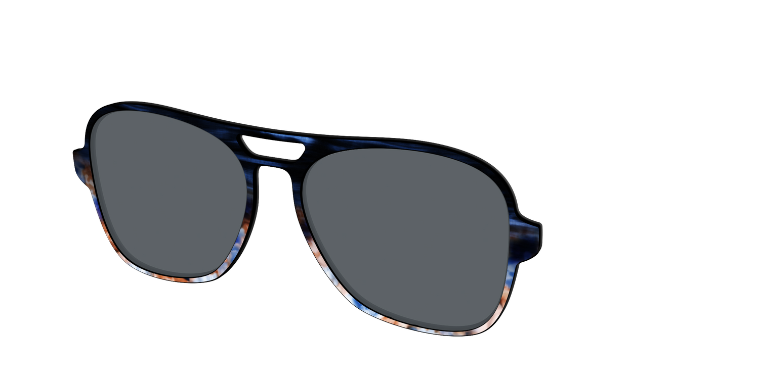 The Polarized Blue Horn Tortoise Sun Top - Angle Top Image - Pair Eyewear