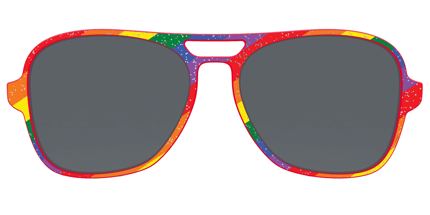 The Polarized Traditional Pride Flag Glitter Sun Top - Front Top Image - Pair Eyewear