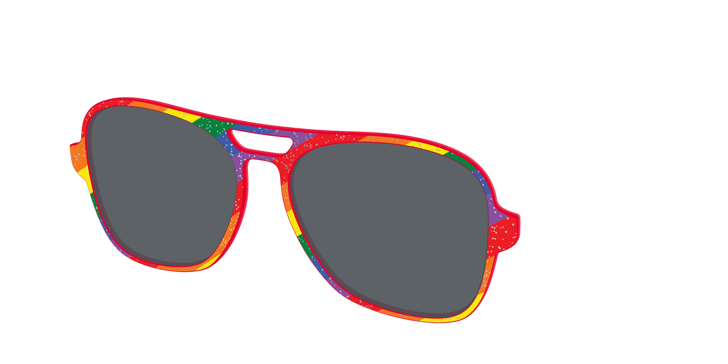 The Polarized Traditional Pride Flag Glitter Sun Top - Angle Top Image - Pair Eyewear
