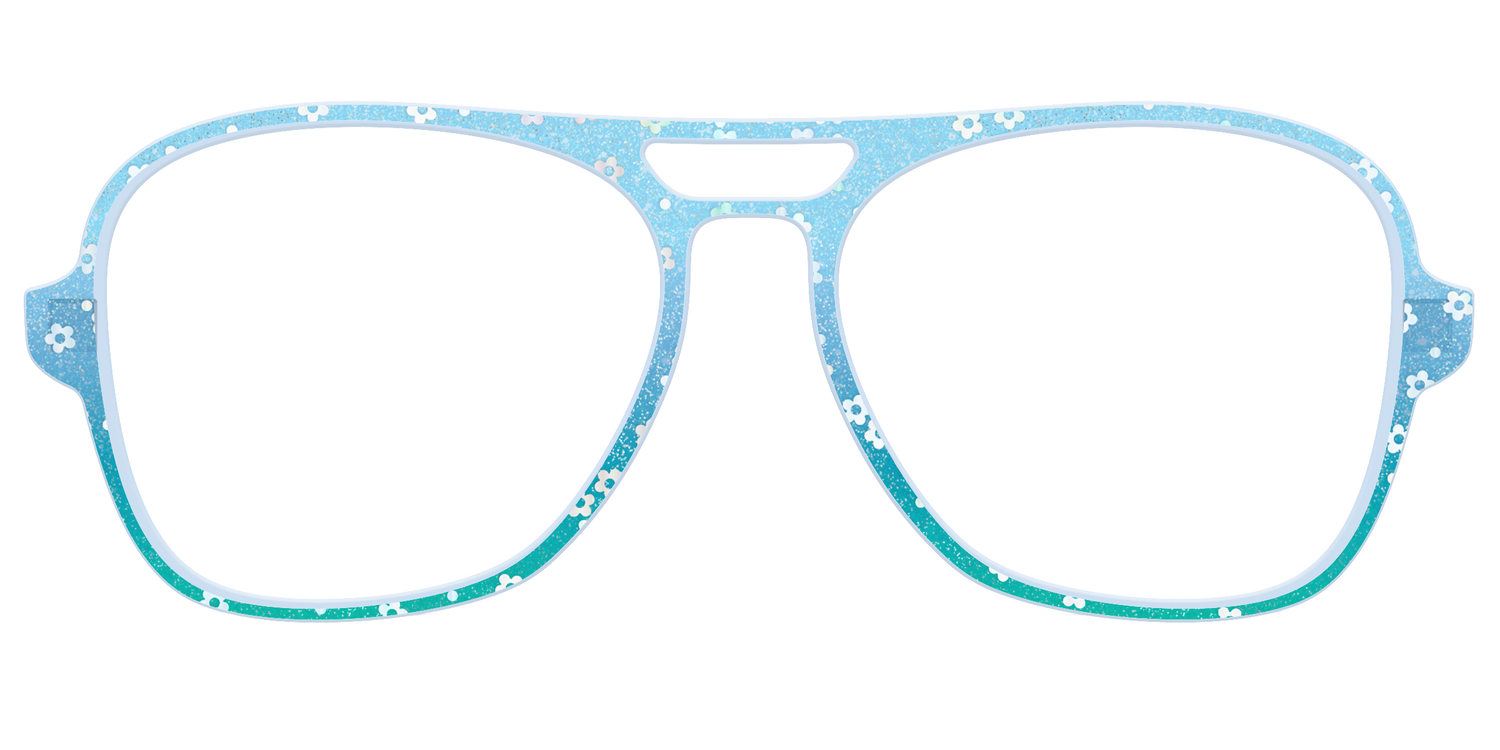 The Sky Blue Crystal with Daisy Glitter - Front Top Image - Pair Eyewear