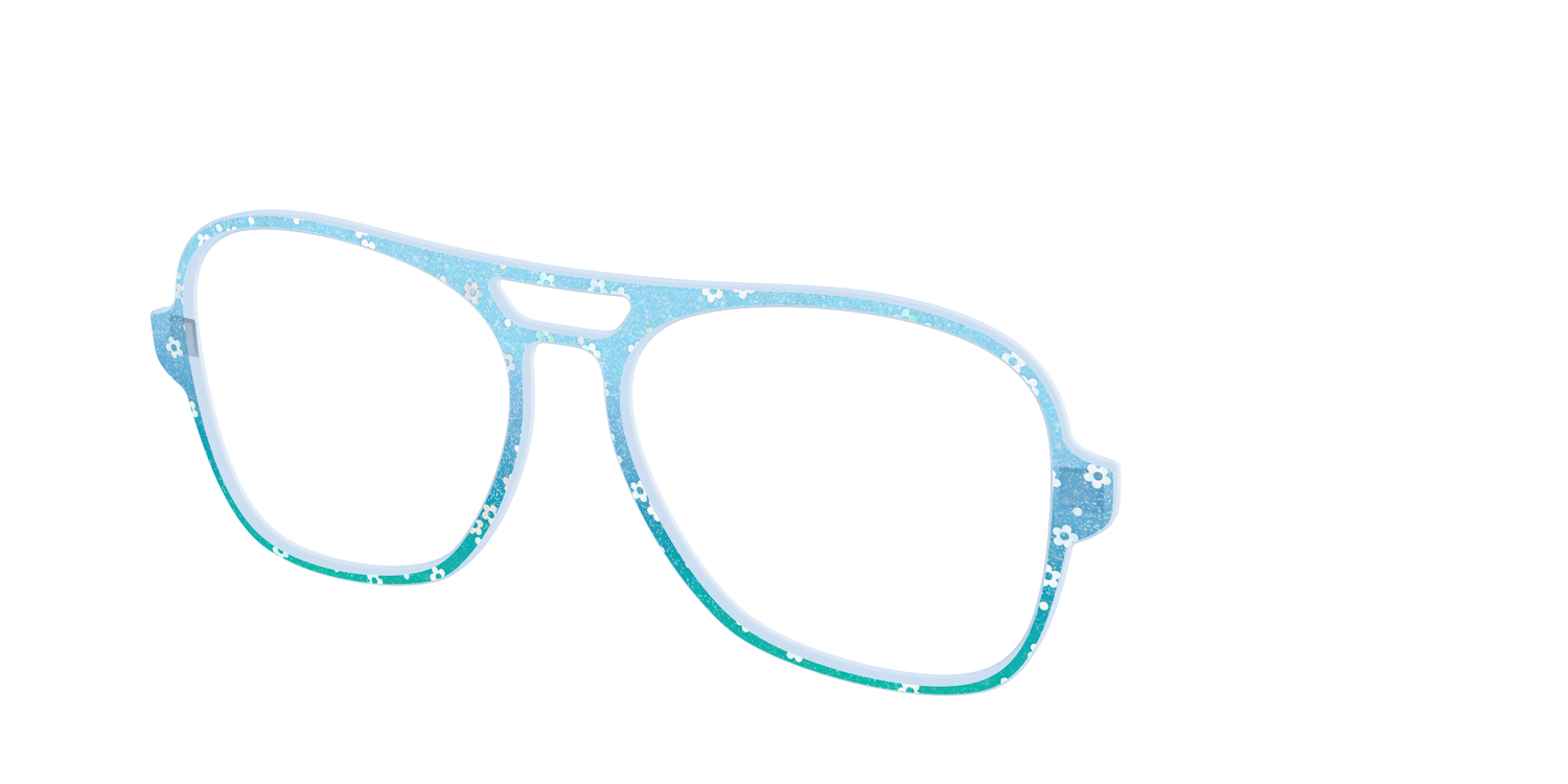 The Sky Blue Crystal with Daisy Glitter - Angle Top Image - Pair Eyewear