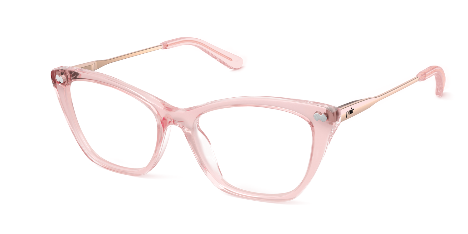 Mixed Material Pink Clear Rose Gold Metal