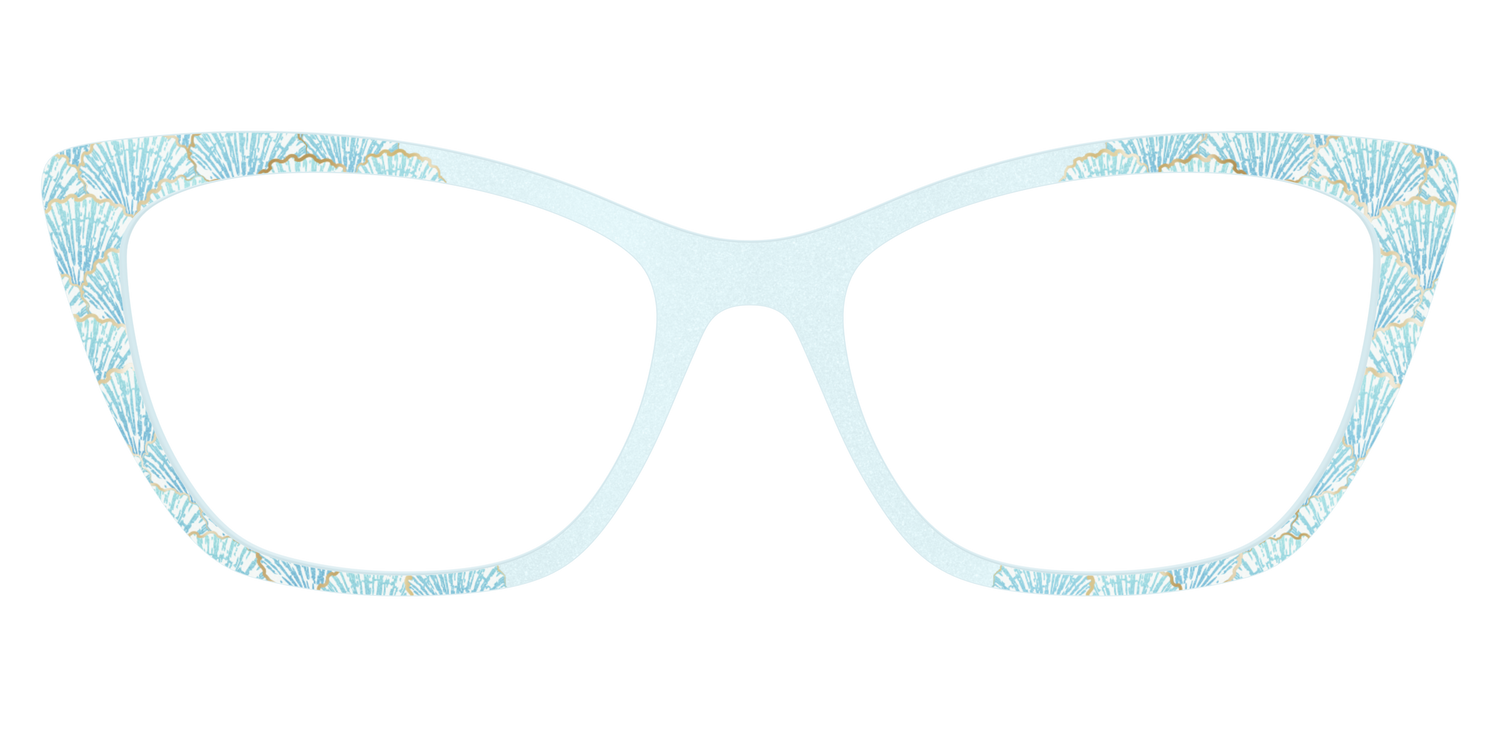 The Aquamarine Shells Shimmer with Gold Foil - Front Top Image - Pair Eyewear