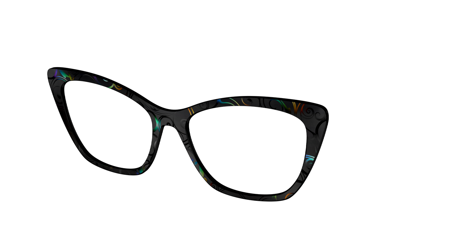 The Black Holographic Scrolls - Angle Top Image - Pair Eyewear