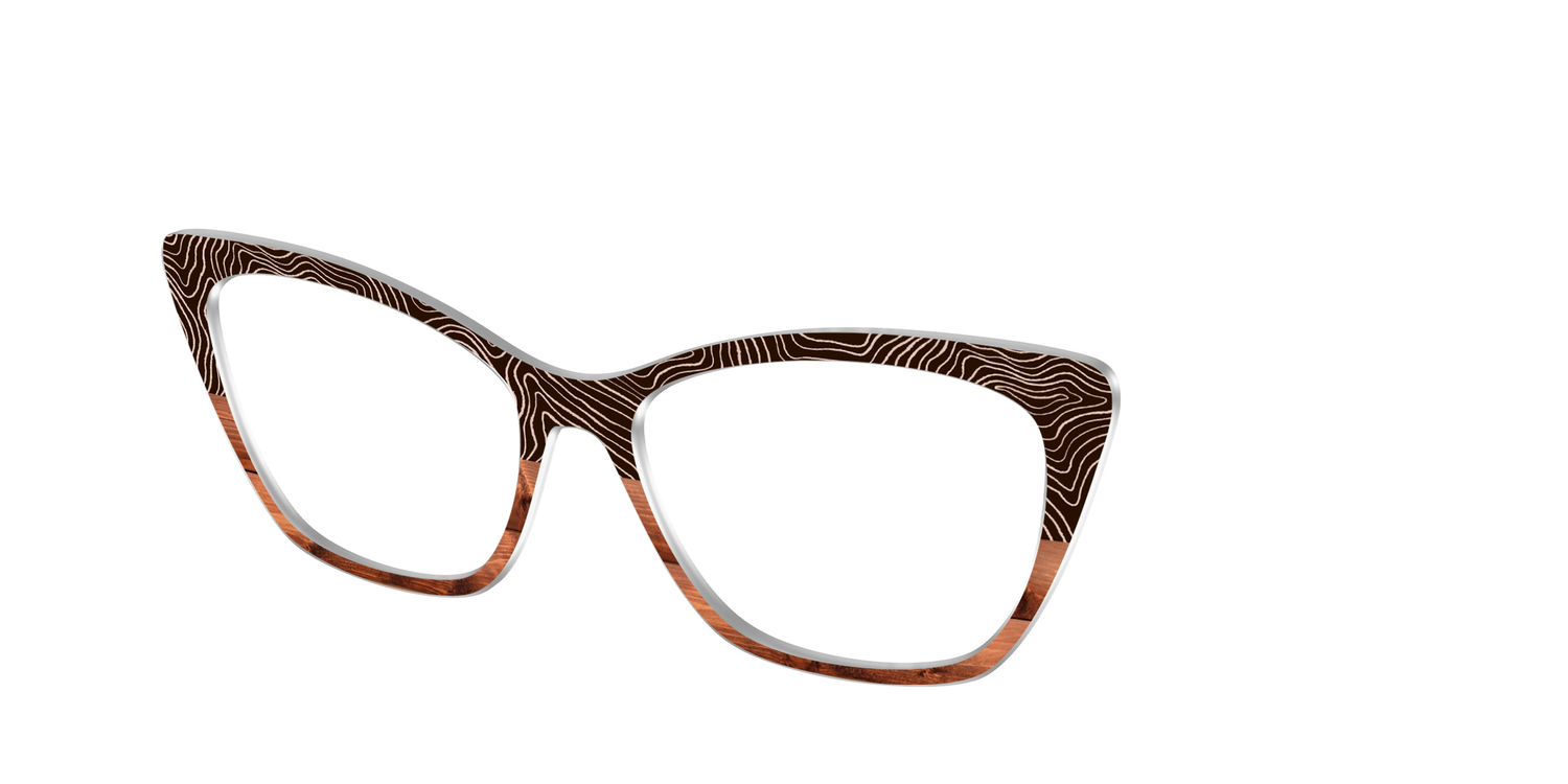 The Cabin Woodgrain Split - Angle Top Image - Pair Eyewear