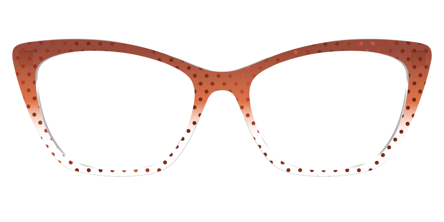 The Inferno Orange Gradient Crystal Polka Dots - Front Top Image - Pair Eyewear