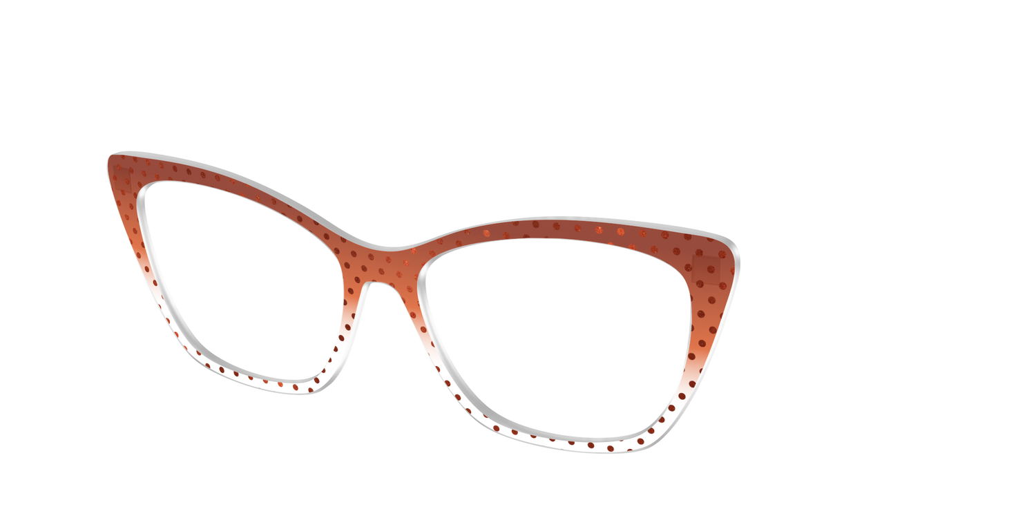 The Inferno Orange Gradient Crystal Polka Dots - Angle Top Image - Pair Eyewear