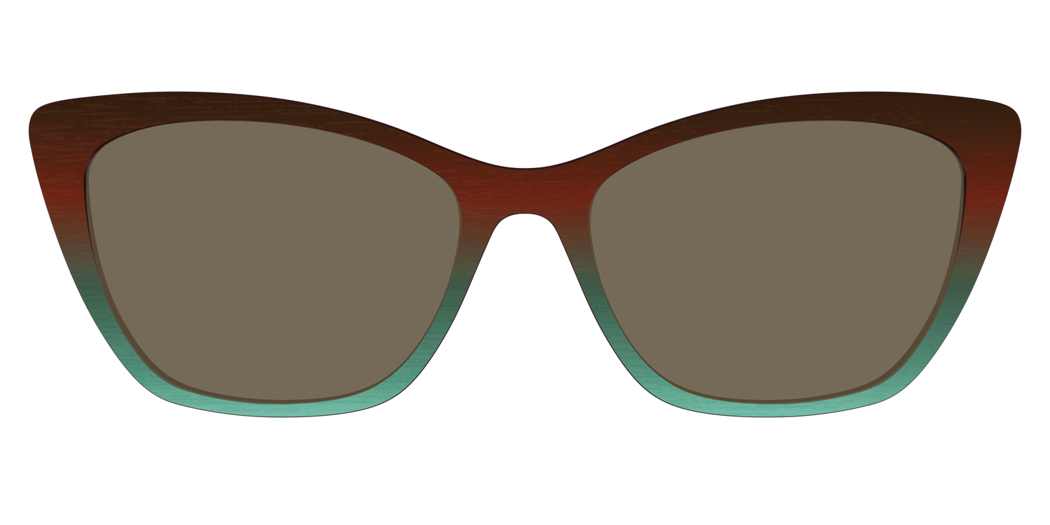 The Polarized Mahogany to Juniper Woodgrain Sun Top - Front Top Image - Pair Eyewear