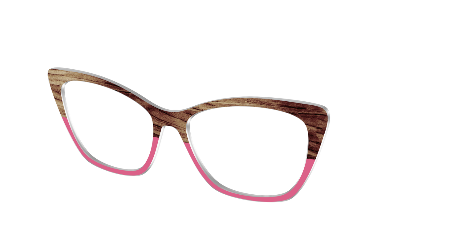 The Melon Pink Wood Split - Angle Top Image - Pair Eyewear