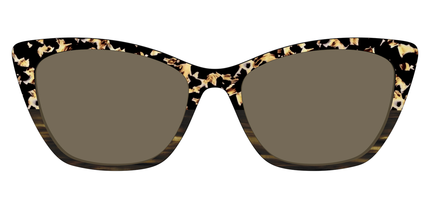 The Polarized Caramel Tortoise Horn Split Sun Top - Front Top Image - Pair Eyewear