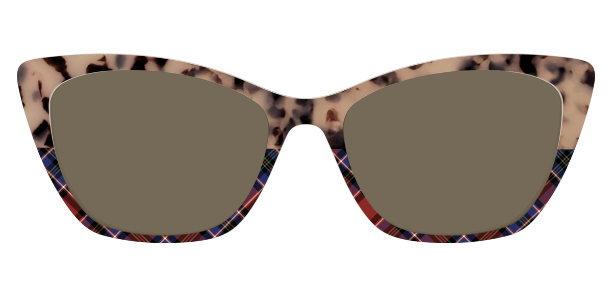The Polarized Cookie Dough Tortoise & Plaid Split Sun Top - Front Top Image - Pair Eyewear
