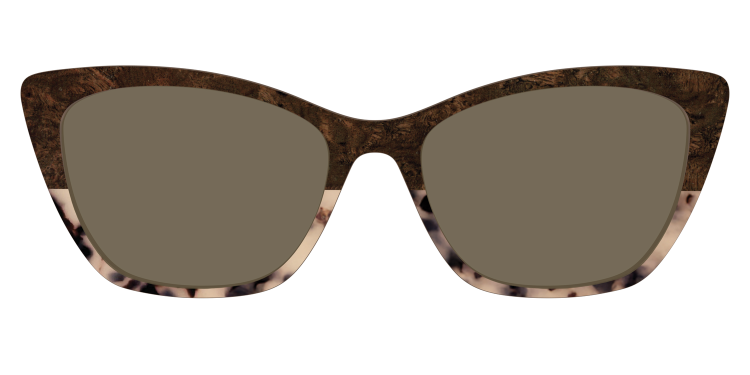 The Polarized Dark Oak Tortoise Split Sun Top - Front Top Image - Pair Eyewear