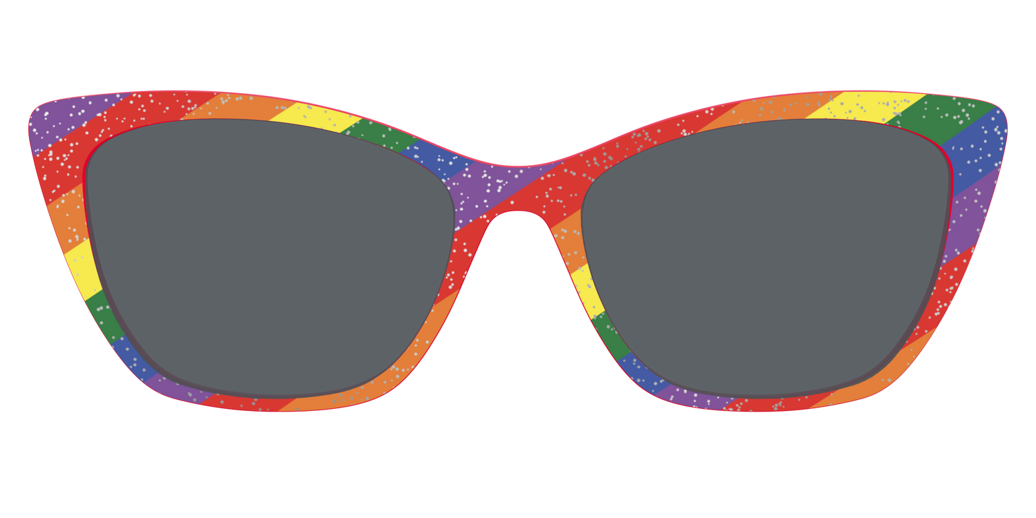 The Polarized Traditional Pride Flag Glitter Sun Top - Front Top Image - Pair Eyewear
