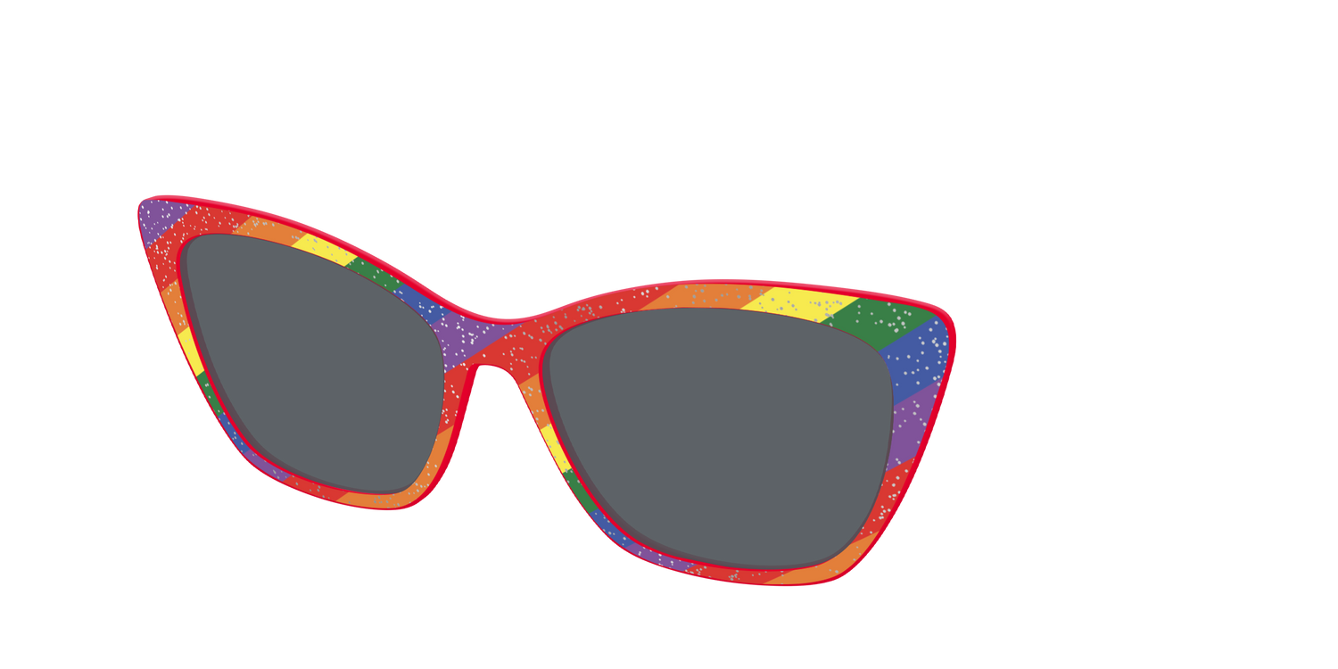 The Polarized Traditional Pride Flag Glitter Sun Top - Angle Top Image - Pair Eyewear