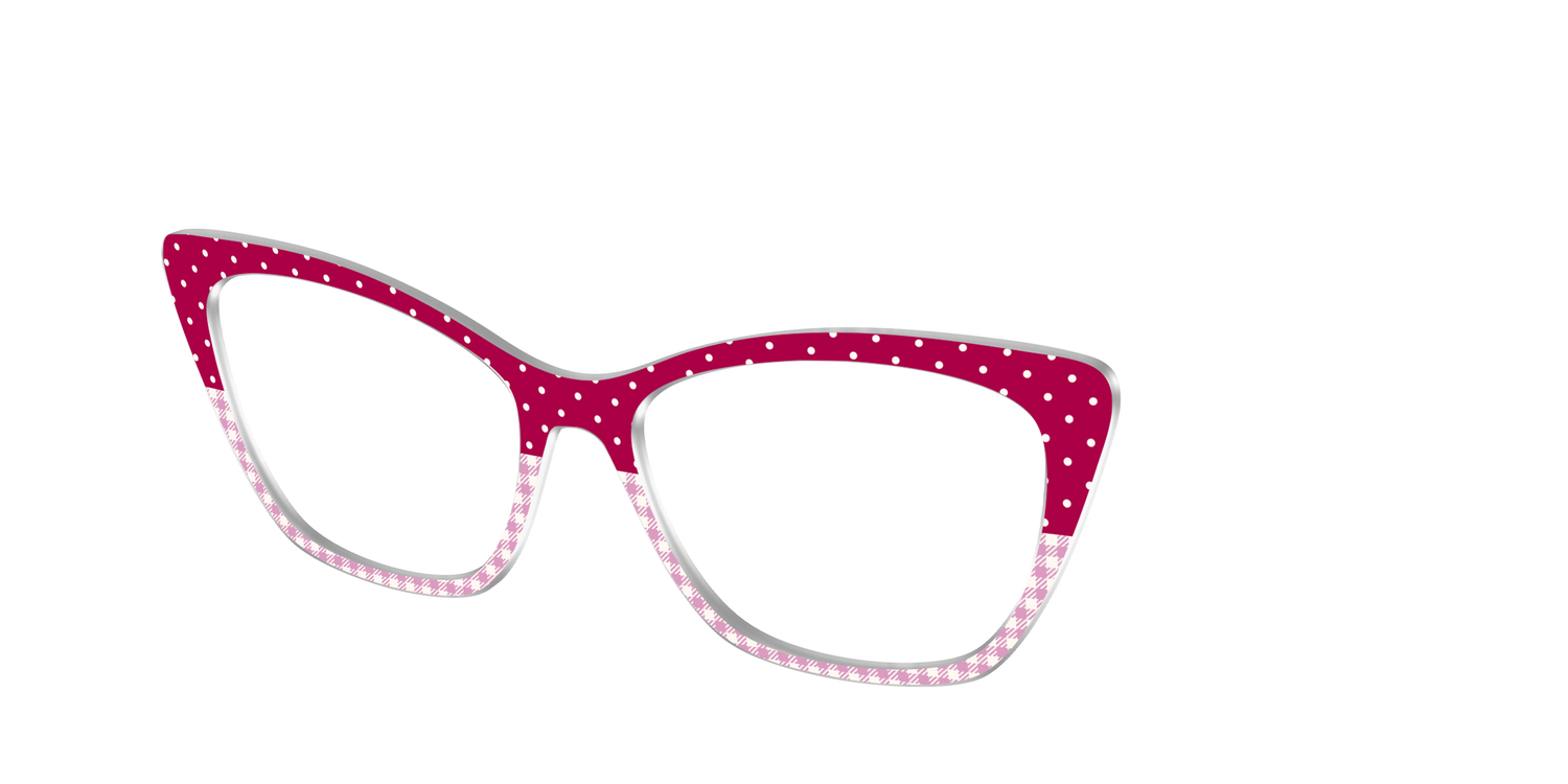 The Raspberry Pin Dot Split - Angle Top Image - Pair Eyewear
