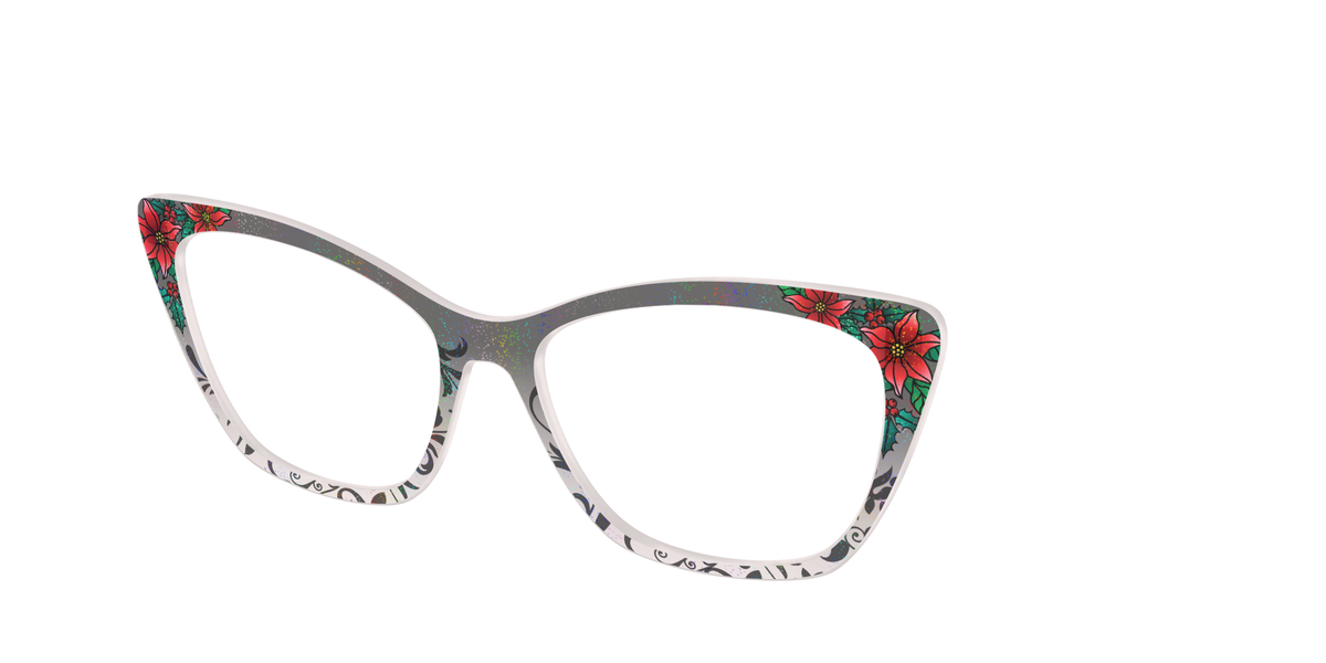 The Romantic Poinsettia Holographic Crystal - Angle Top Image - Pair Eyewear