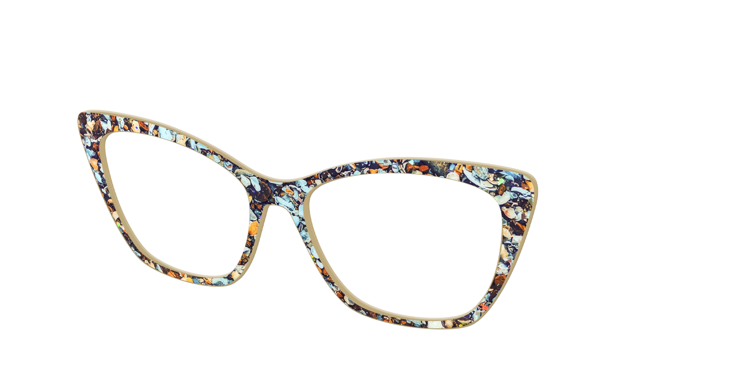 The Seashell Tortoise with Holographic Glitter - Angle Top Image - Pair Eyewear