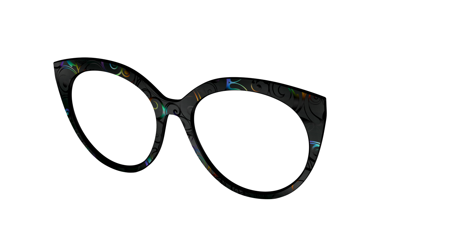 The Black Holographic Scrolls - Angle Top Image - Pair Eyewear