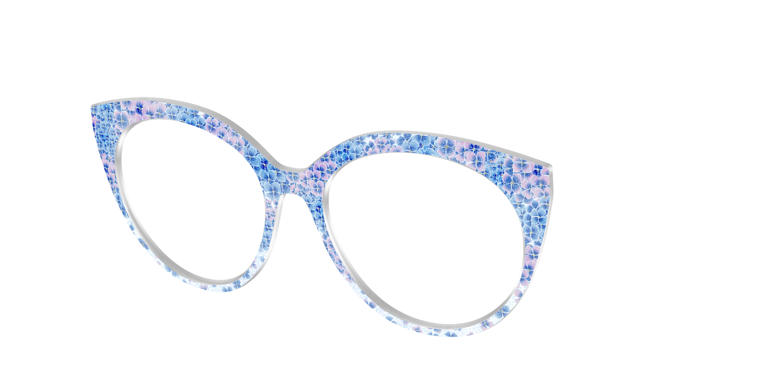 The Hydrangea Confetti Crystal with Gold Foil - Angle Top Image - Pair Eyewear