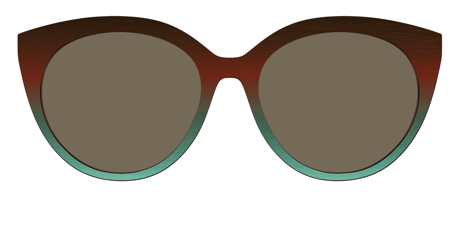 The Polarized Mahogany to Juniper Woodgrain Sun Top - Front Top Image - Pair Eyewear