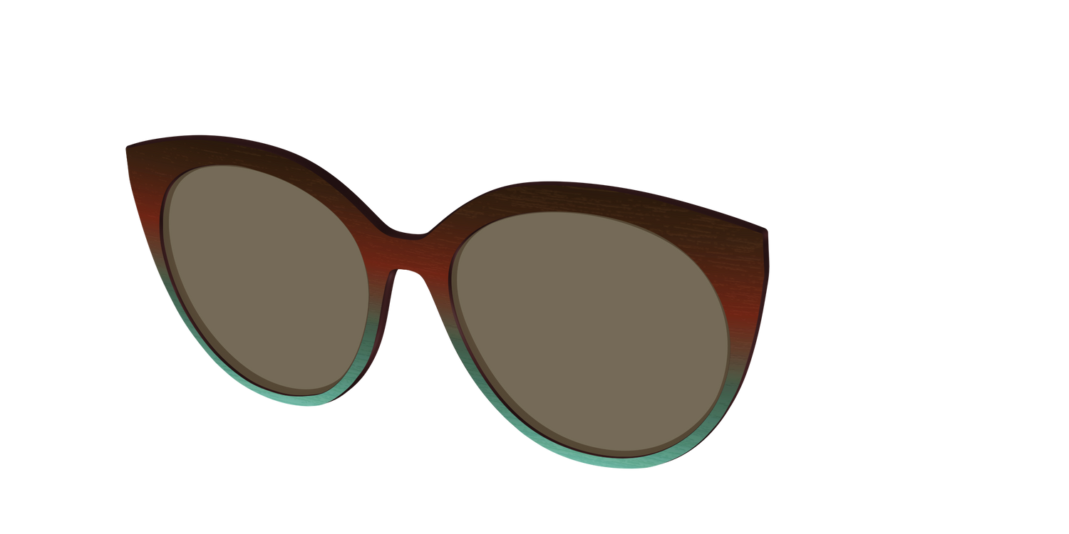 The Polarized Mahogany to Juniper Woodgrain Sun Top - Angle Top Image - Pair Eyewear
