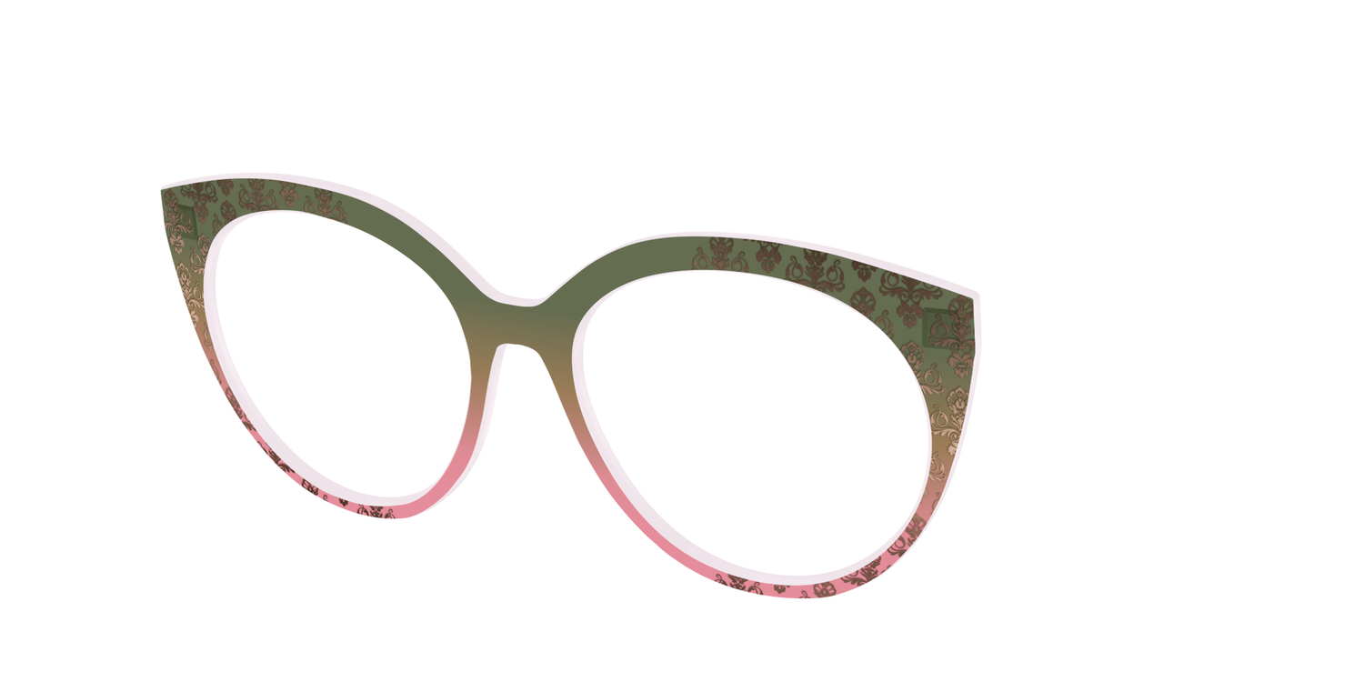 The Olive to Rose Trellis with Champagne Foil - Angle Top Image - Pair Eyewear