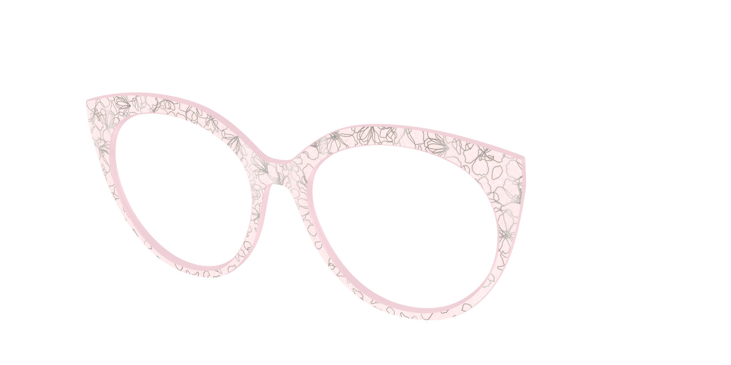 The Pink Shimmer Petals with Silver Foil - Angle Top Image - Pair Eyewear