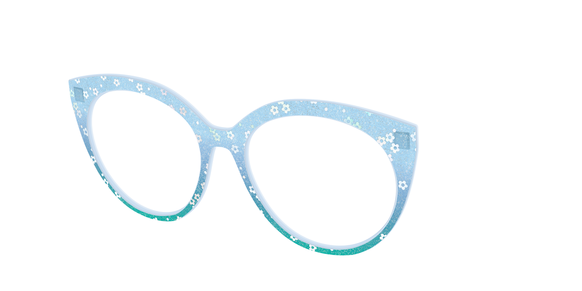 The Sky Blue Crystal with Daisy Glitter - Angle Top Image - Pair Eyewear
