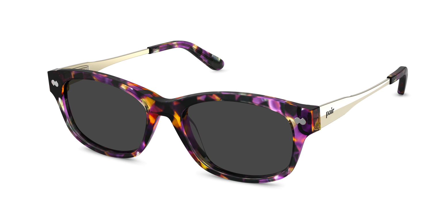 The Addison - Purple Confetti Tortoise Acetate Gold Metal Sun