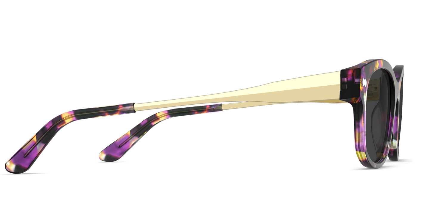 The Addison - Purple Confetti Tortoise Acetate Gold Metal Sun