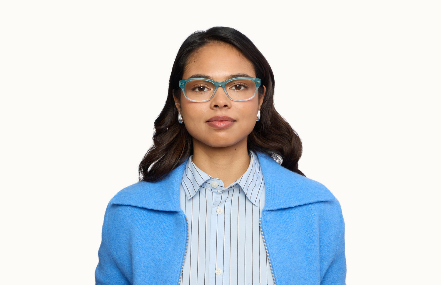 The Addison - Teal Pearlized Gradient Acetate Silver Metal - LifeStyle1 - Pair Eyewear