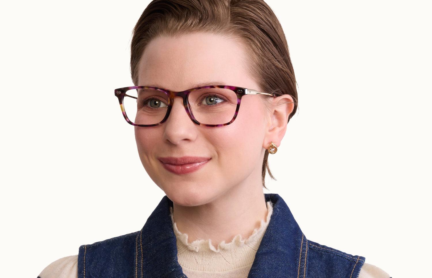 The Casper - Purple Confetti Tortoise Acetate Gold Metal - LifeStyle2 - Pair Eyewear