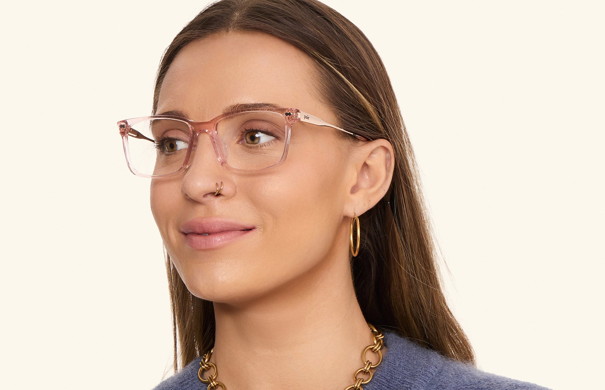 The Kirby - Pink Clear Acetate Rose Gold Metal – Pair Eyewear