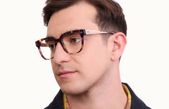 The Murphy - Purple Confetti Tortoise Acetate Gold Metal - LifeStyle Thumbnail2 - Pair Eyewear