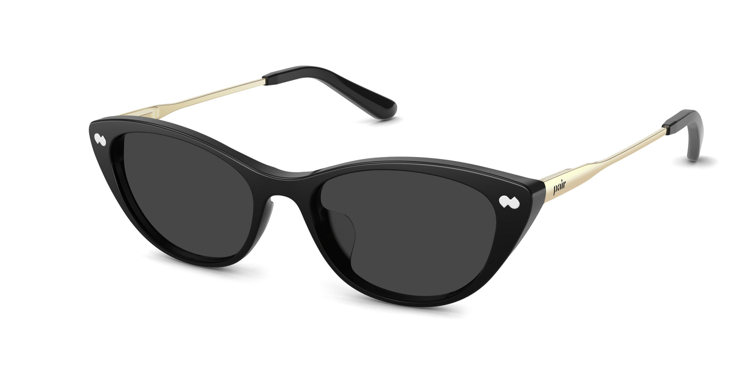 The ella - Black Acetate Gold Metal Sun