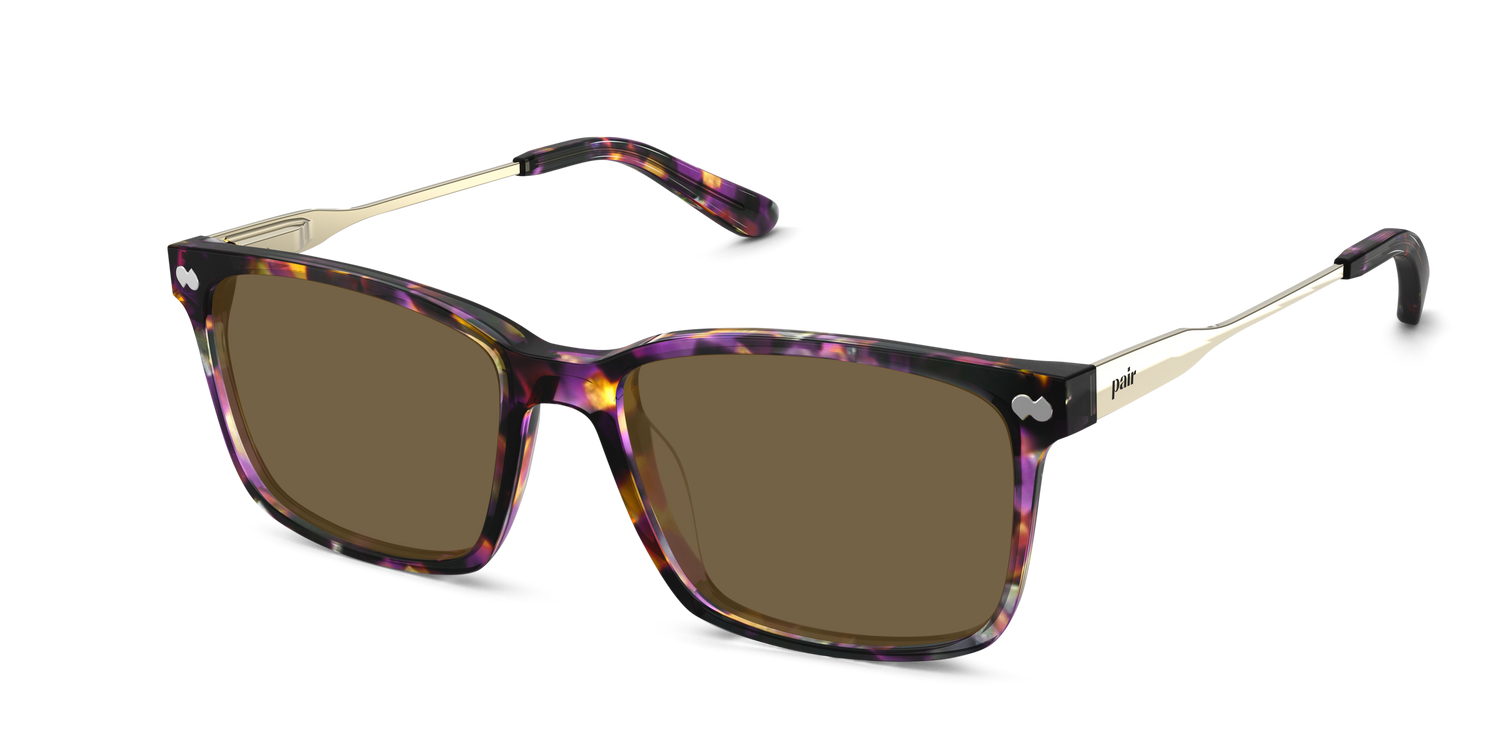 The Kirby - Purple Confetti Tortoise Acetate Gold Metal Sun - Carousel2 - Pair Eyewear