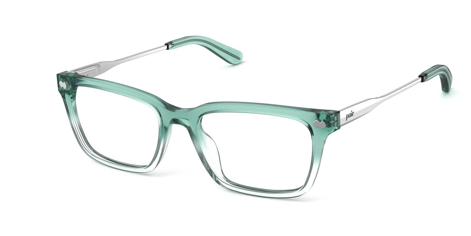 The Larkin - Teal Pearlized Gradient Acetate Silver Metal - Carousel1 - Pair Eyewear