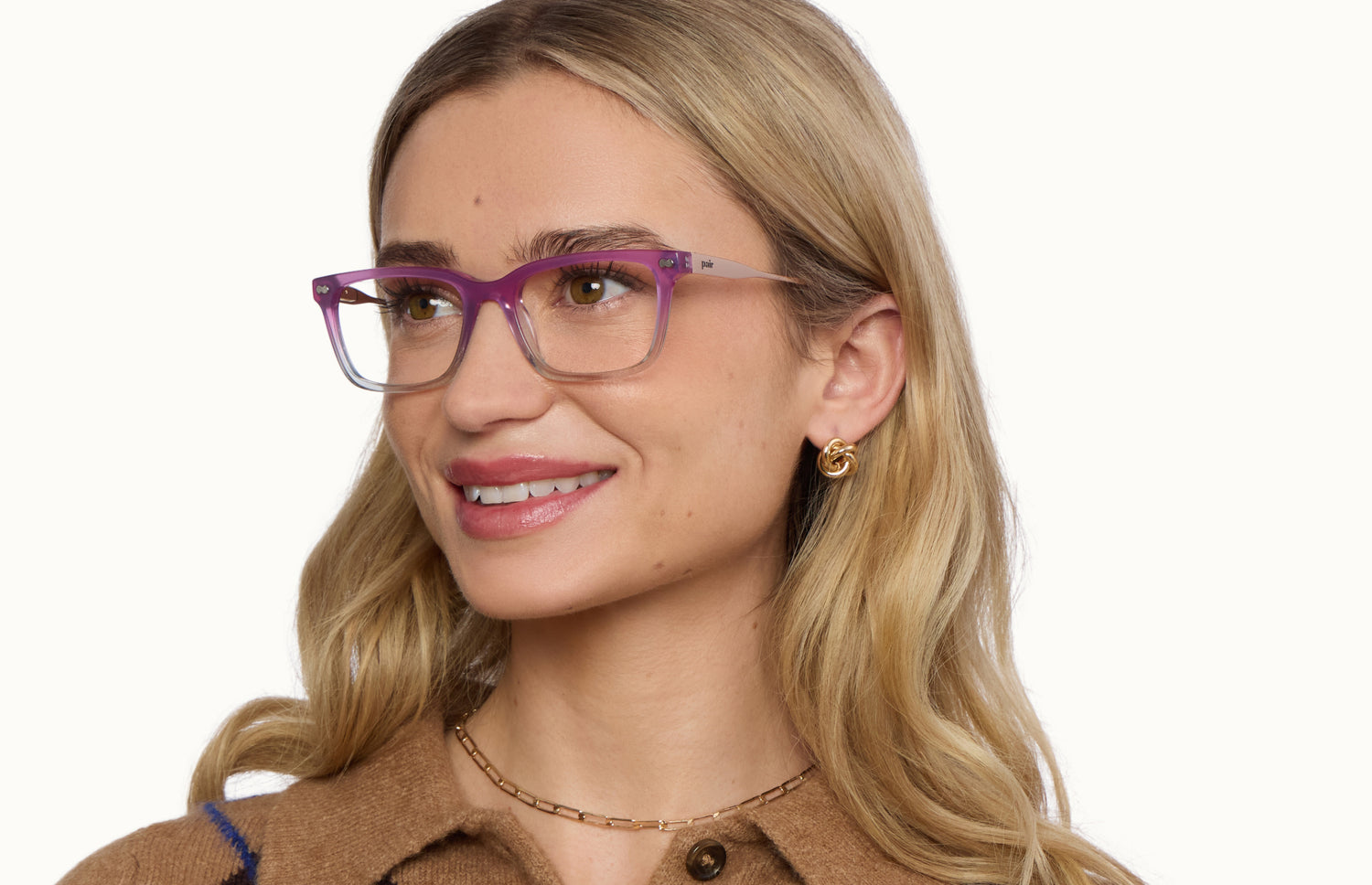 The Larkin - Violet Pearlized Gradient Acetate Rose Gold Metal - LifeStyle2 - Pair Eyewear