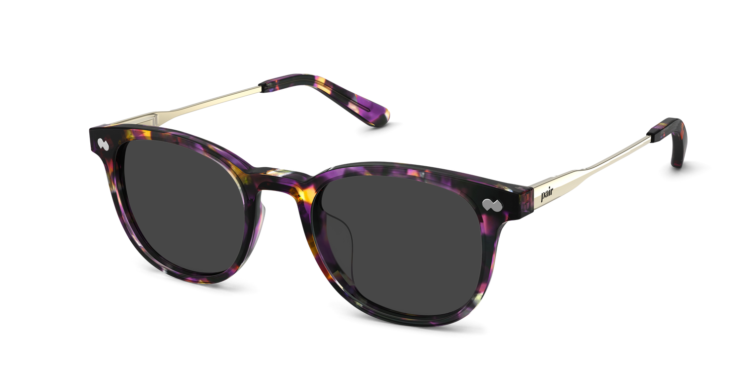 The Reese - Purple Confetti Tortoise Acetate Gold Metal Sun - Carousel1 - Pair Eyewear