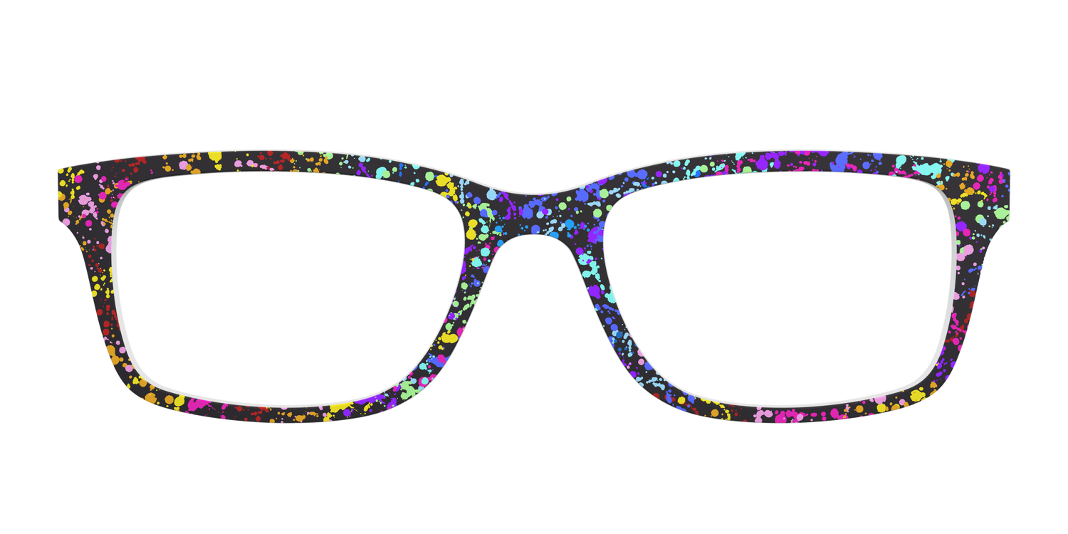 The Rainbow Splatter Black - Front Top Image - Pair Eyewear